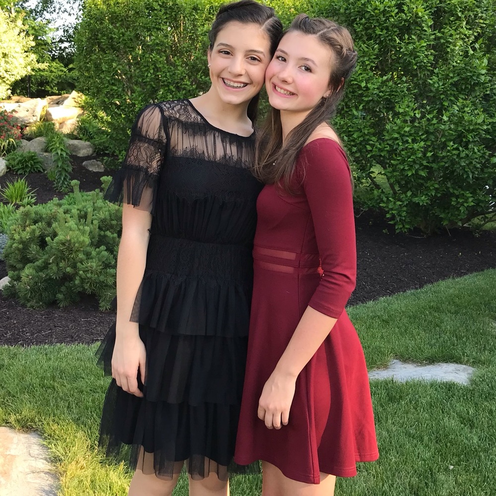 red skater dress